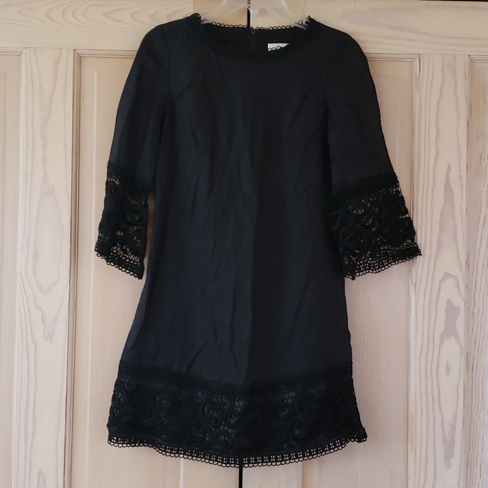 Miguelina Black Linen Dress